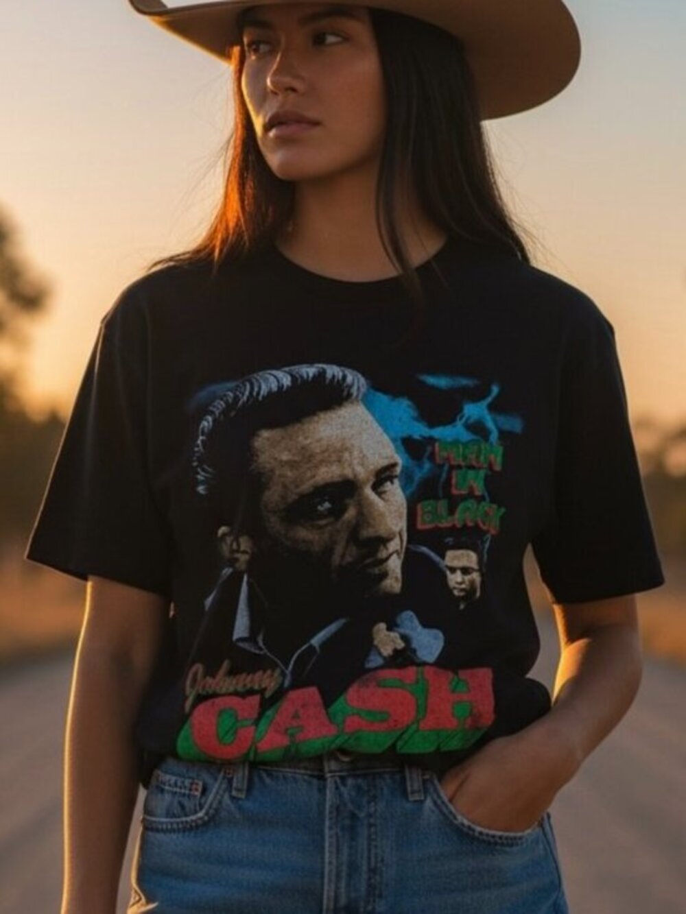 NEW Johnny Cash T-shirt Adult  Sz Medium “Man In Black” Short Concert FestivaNWT